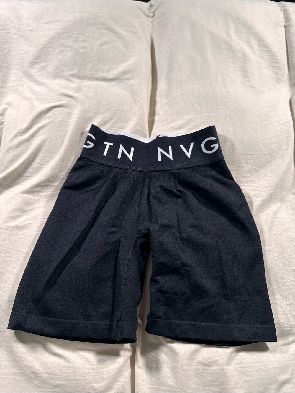 NVGTN Bike Shorts Womens Medium Athletic Compression Black White Spellout